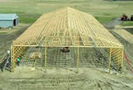 A Polebarn Post Frame Building Being Put Up